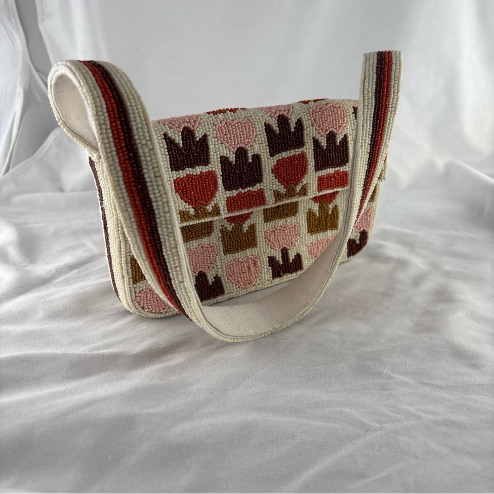 Anthropologie The Fiona Beaded Bag Floral Edition Retro Flower Purse - Picture 2 of 16